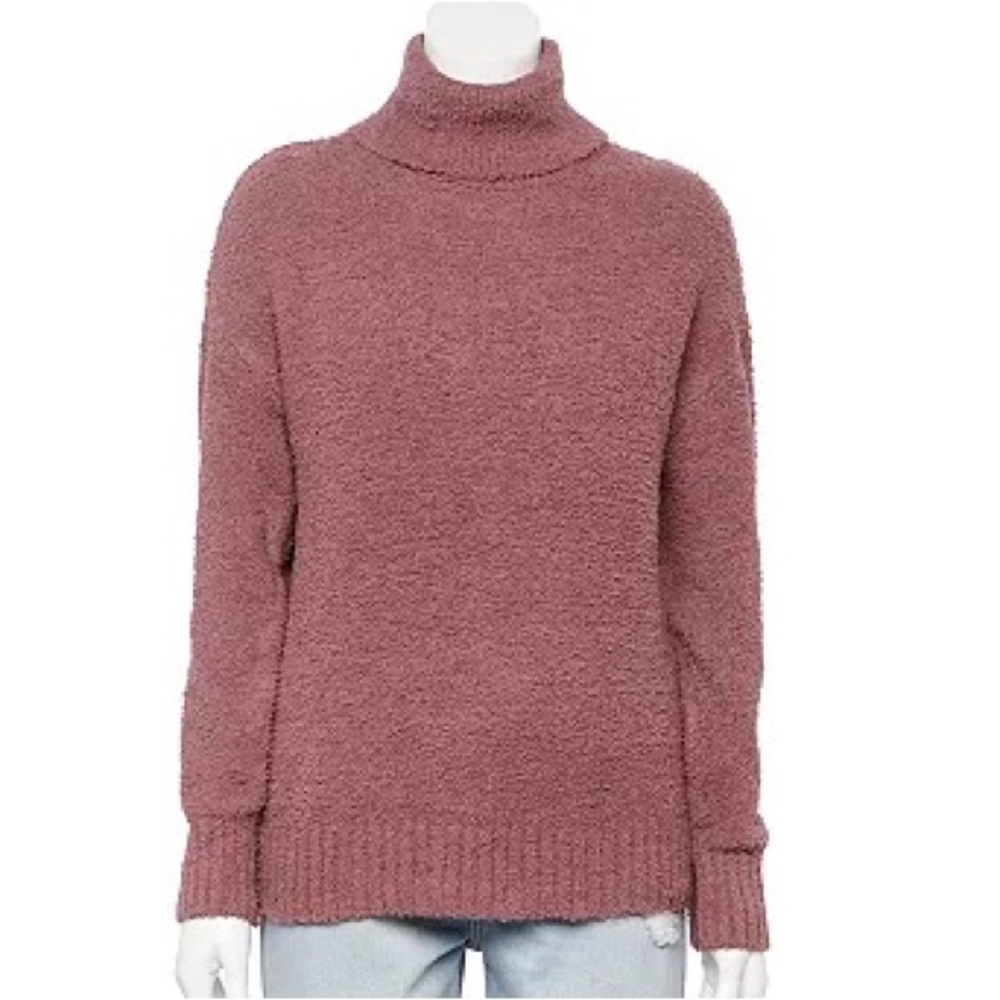 Pink Republic Juniors’ Teddy Turtleneck Pullover - XL, Mauve Dusty Rose Pink